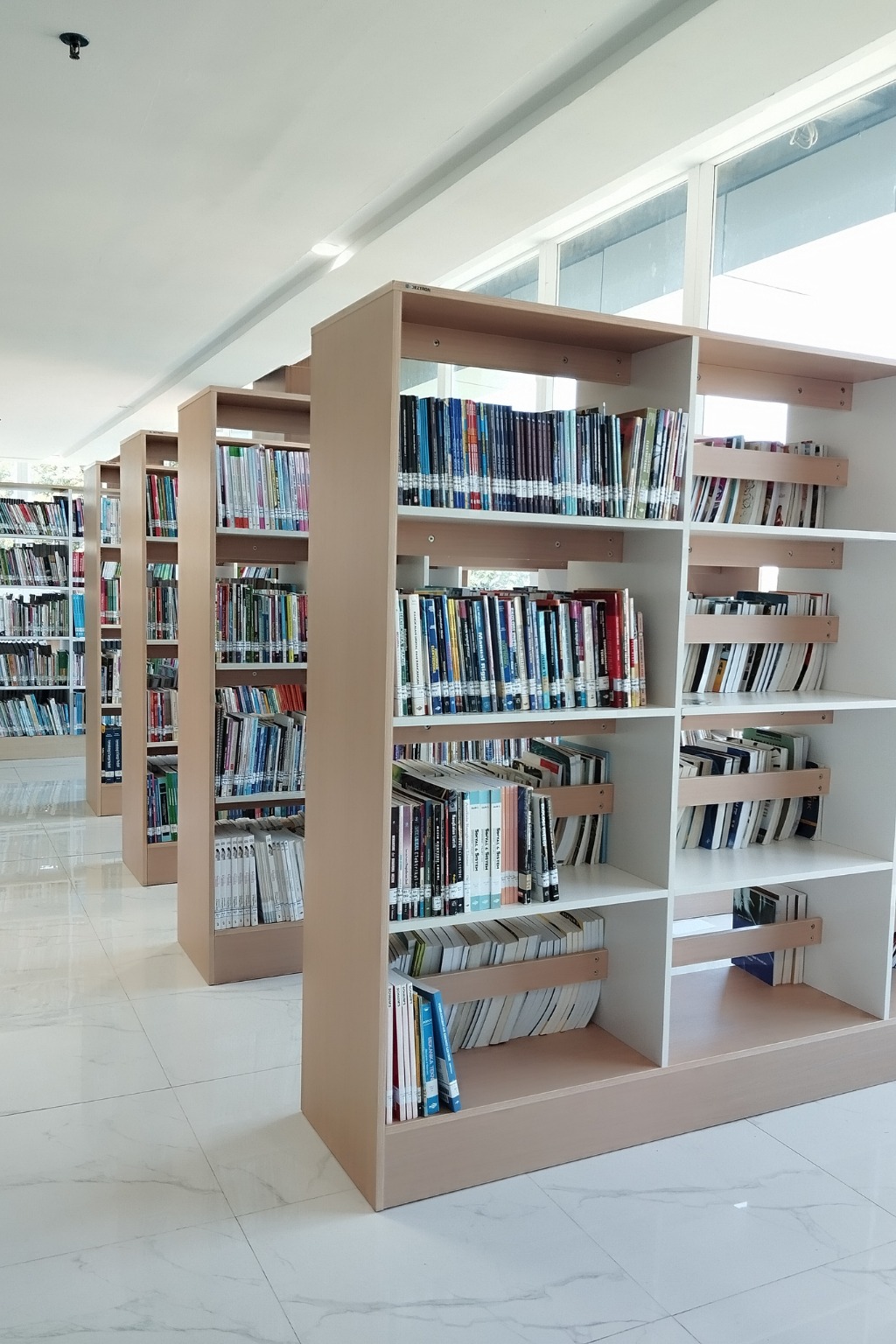 a bunch of bookshelf in a library